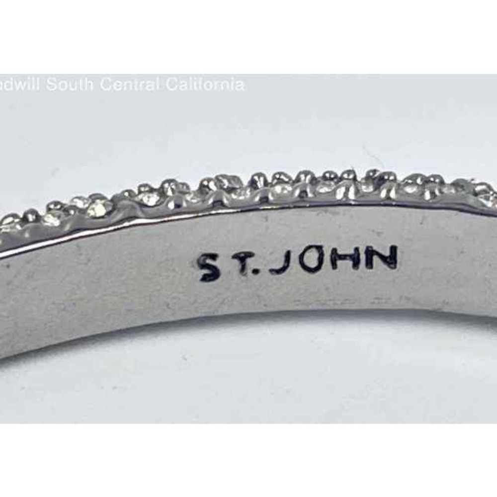 St John Rhinestone Pave Bangle Bracelet Silver Tone - Picture 5 of 8
